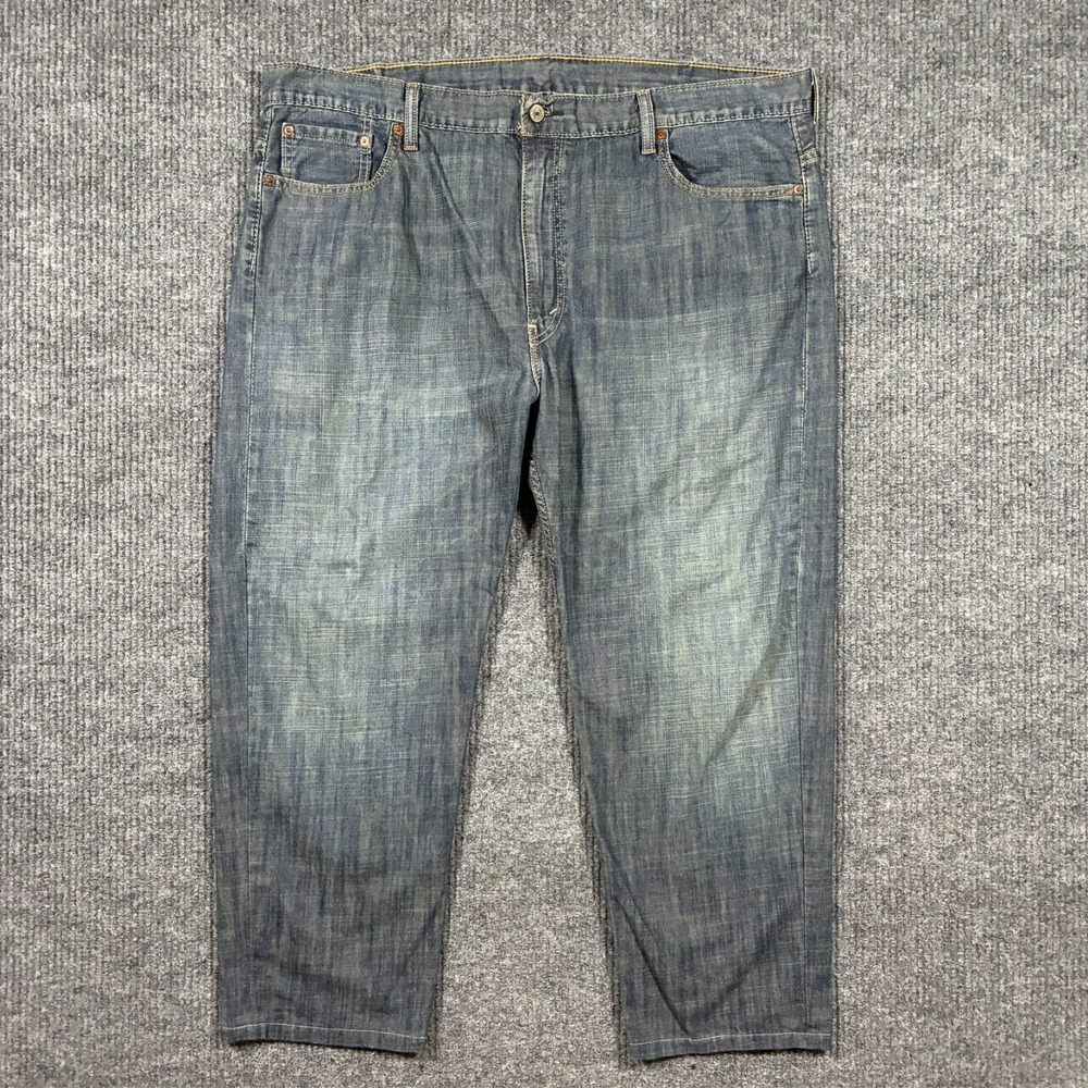 Levi's 569 Mens Relaxed Straight‎ Jeans 42x30 Blue Denim Faded Casual Classic